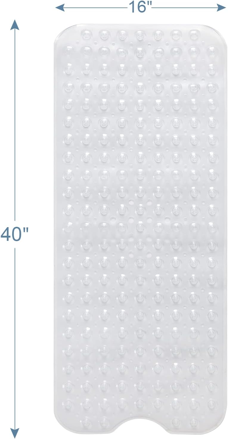AmazerBath Bath Tub Mat, 40 x 16 Inches Non-Slip Shower Mats with Suction Cups and Drain Holes, Bathtub Mats Shower Stall Mats Machine Washable, Clear - Image 6