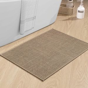 chakme Bathroom Rugs Mat 24x17, Ultra Thin Non Slip Bath Mat Small Quick Dry Absorbent Bath Mat for Bathroom Floor, (Dark Beige, 24"x17")