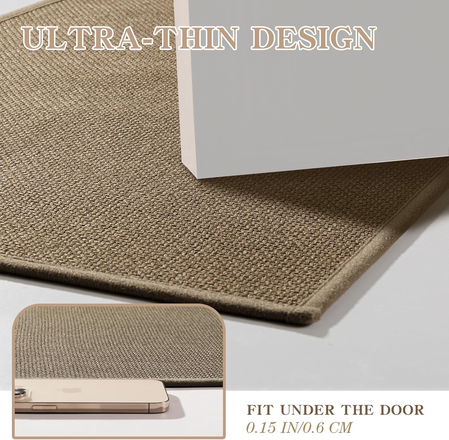 chakme Bathroom Rugs Mat 24x17, Ultra Thin Non Slip Bath Mat Small Quick Dry Absorbent Bath Mat for Bathroom Floor, (Dark Beige, 24"x17") - Image 3