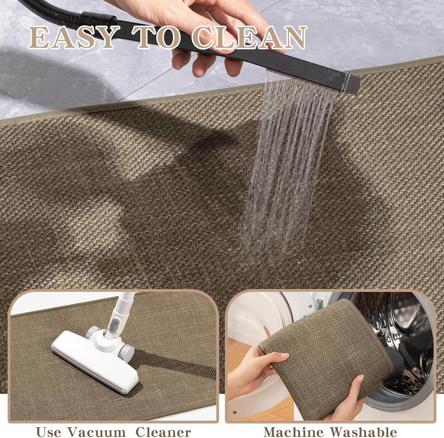 chakme Bathroom Rugs Mat 24x17, Ultra Thin Non Slip Bath Mat Small Quick Dry Absorbent Bath Mat for Bathroom Floor, (Dark Beige, 24"x17") - Image 6